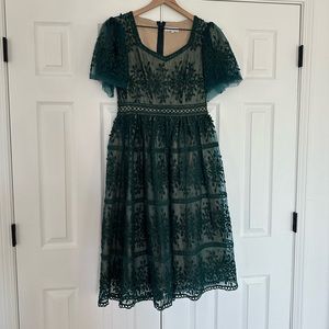 Emerald green lace dress